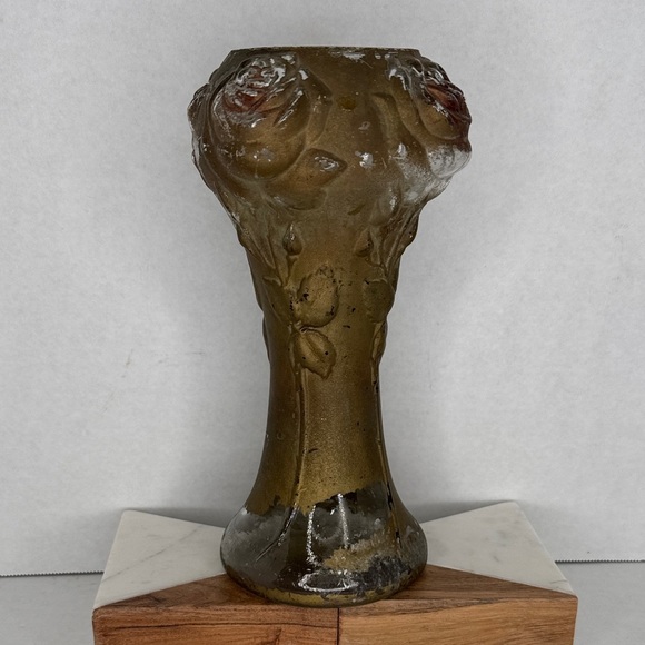 Antique Goofus Glass Vase 1900-1920 - Picture 2 of 10